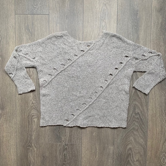 Anthropologie One Grey Day Grace Sweater Merino Wool Knit Marle Heathered XS - Picture 14 of 16